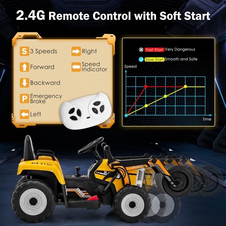 Remote Control Road Roller Ride-On Truck for Kids with Wide Seat