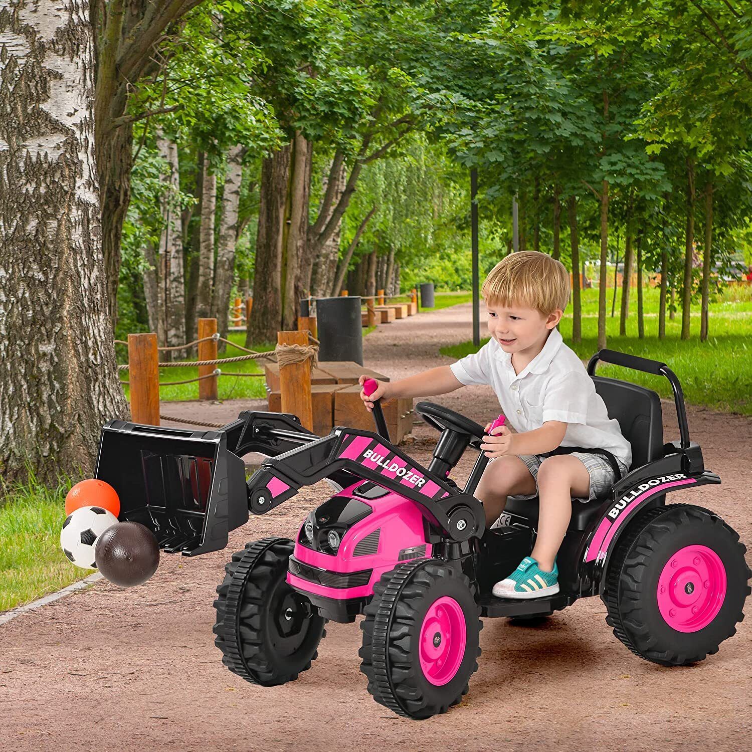 Remote Controlled 12V Bulldozer Ride-On Toy for Kids - Perfect for Construction Playtime!