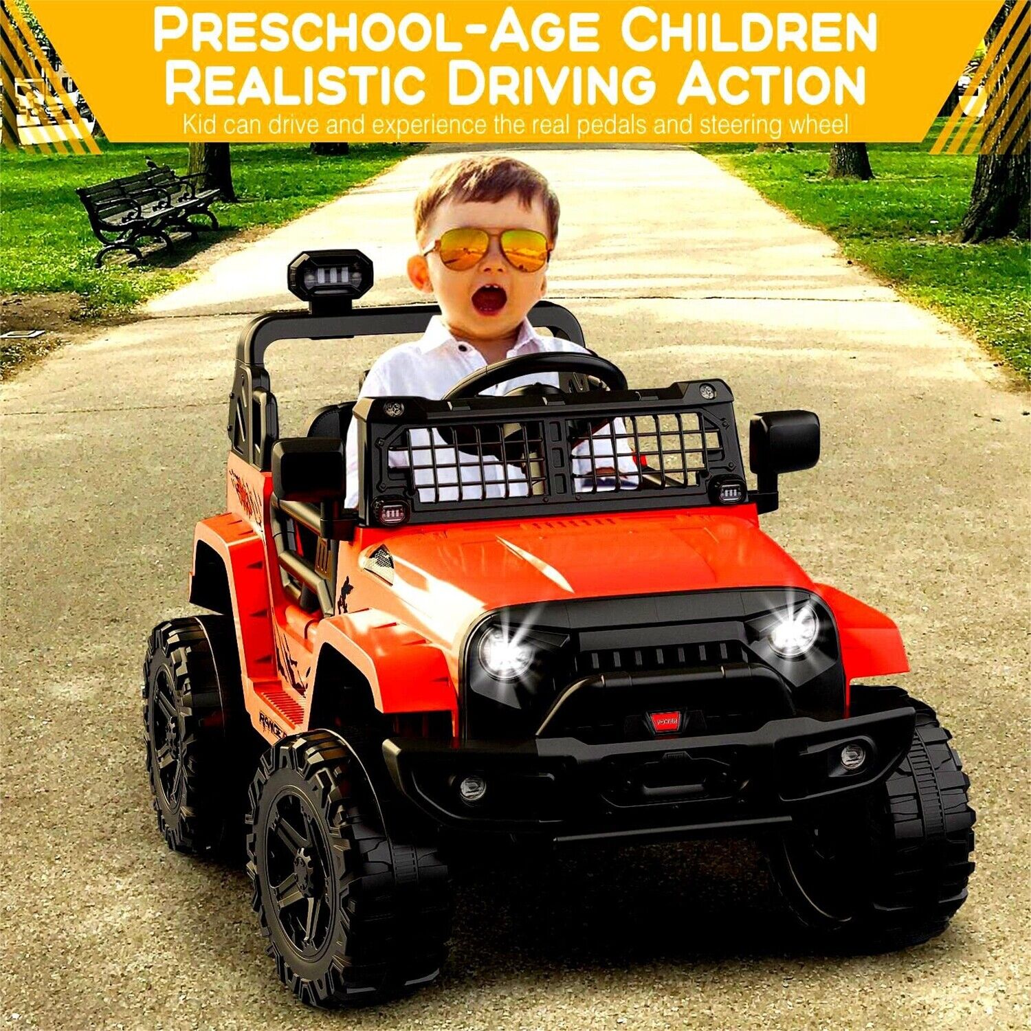Rev Up the Fun with Our 12V Red Truck Car for Kids - Includes Remote Control and 2 Speed Options!