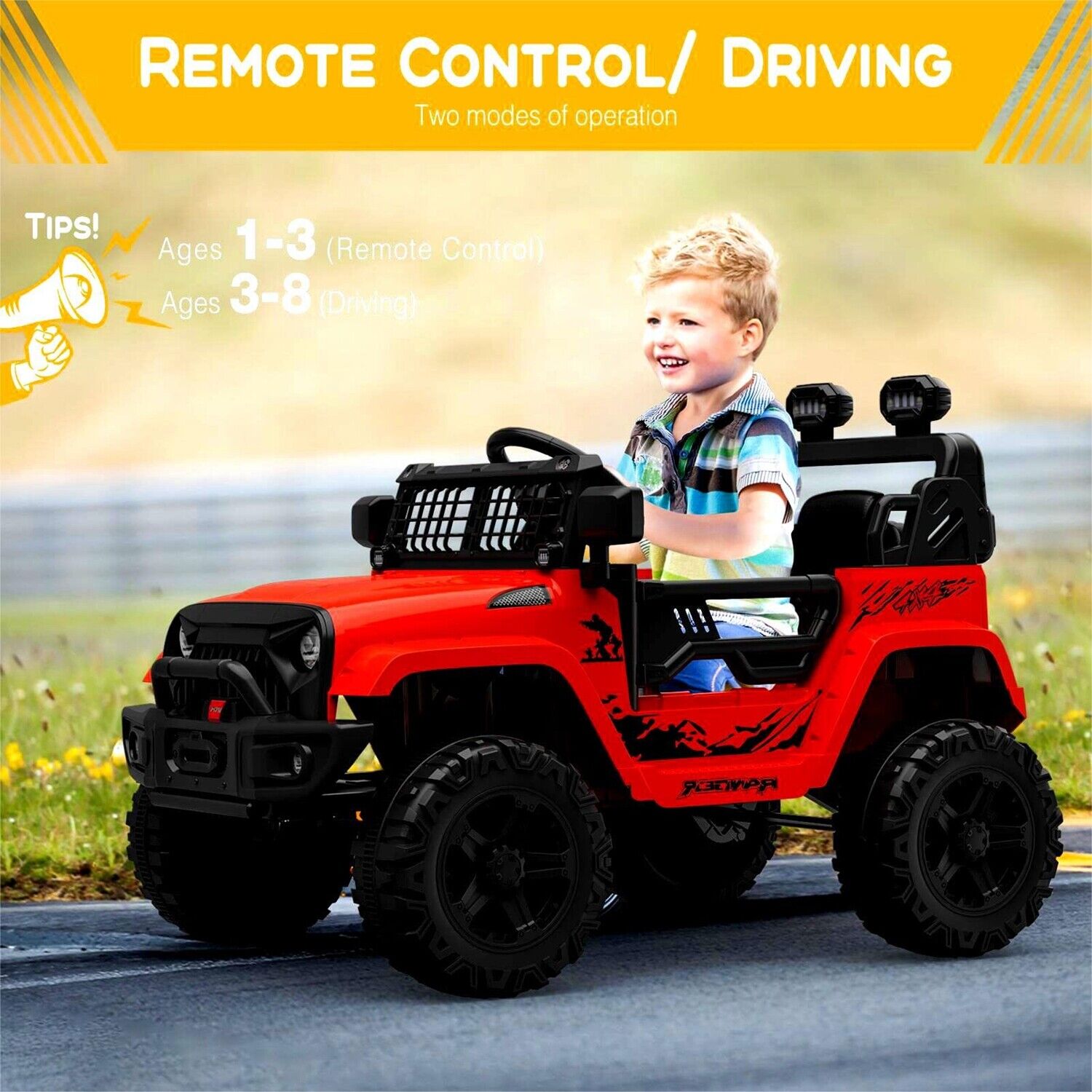 Rev Up the Fun with Our 12V Red Truck Car for Kids - Includes Remote Control and 2 Speed Options!