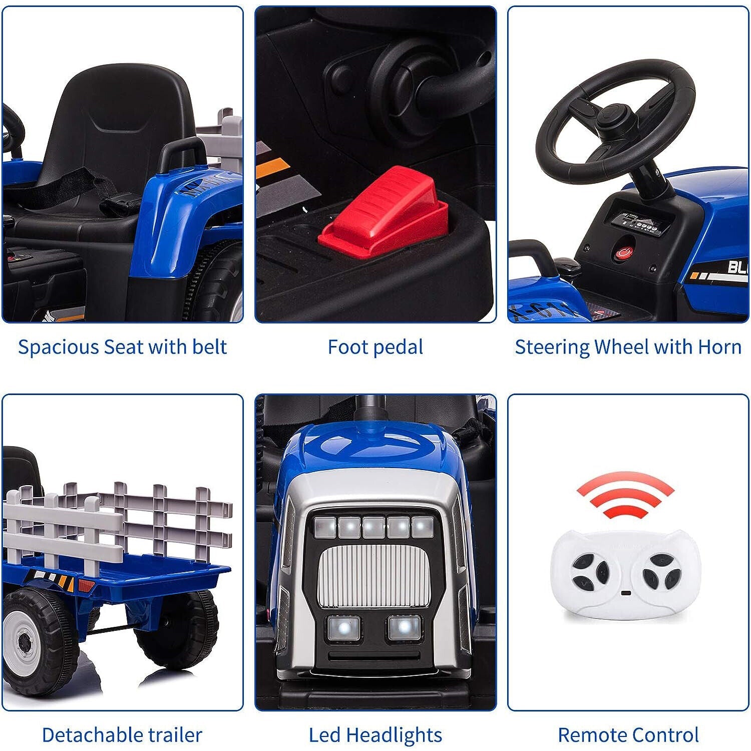 Ride in Style: 12V Tractor Trailer Toy Car with Remote Control and MP3 Player for Kids