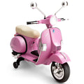Ride in Style: Pink 6V Kids Vespa Scooter with Training Wheel and Headlight