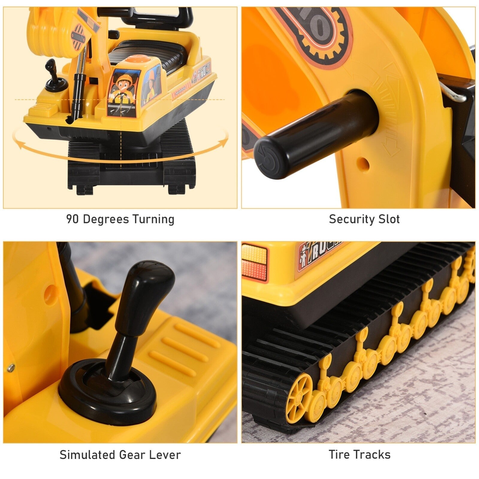 Ride-On Movable Excavator and Tractor Toy Scooter Walker for Pretend Play