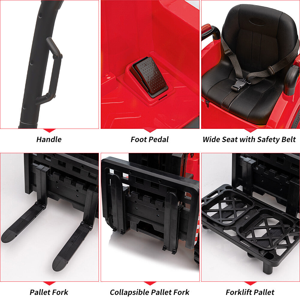 12V Ride-On Forklift Car with Liftable Fork and Pallet Tent