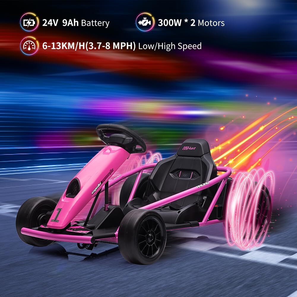 24V Electric Ride-On Go-Kart for Kids High-Speed Drifting Car Toy