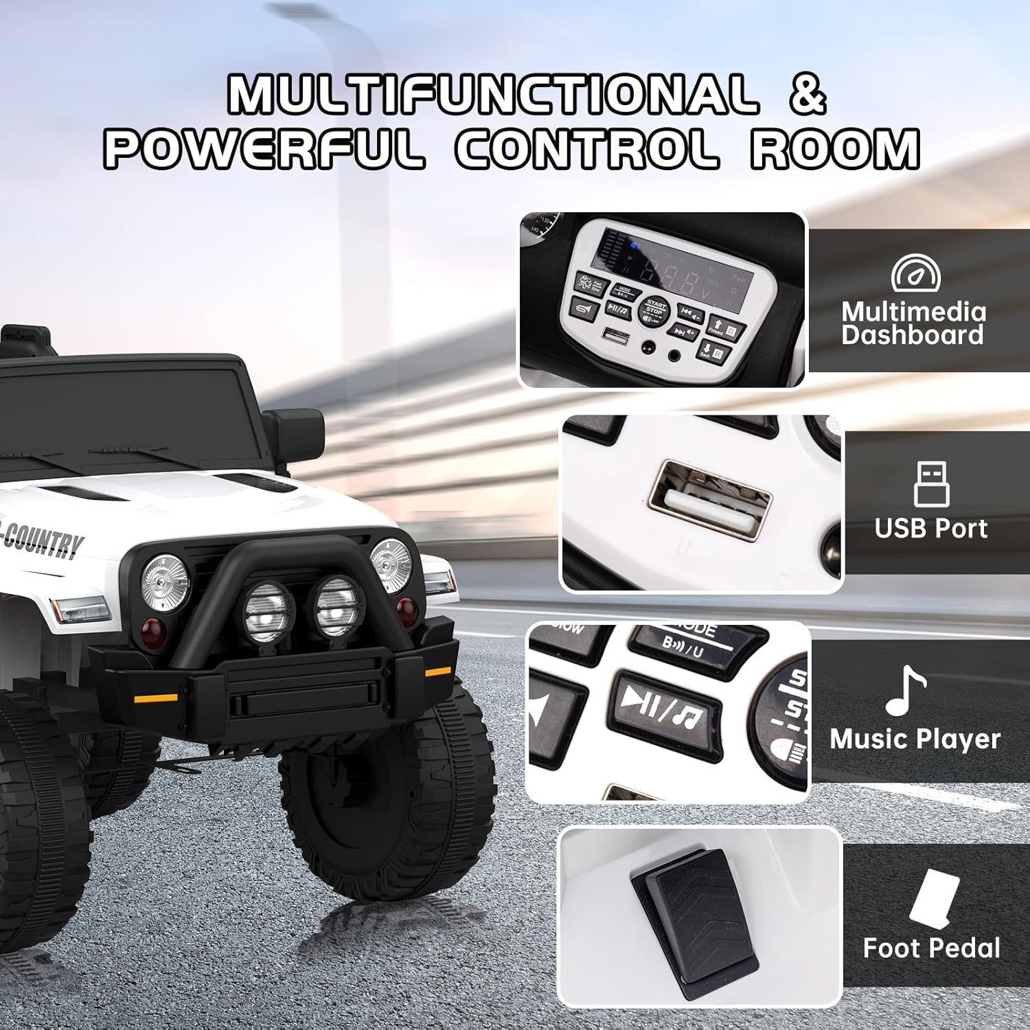 12V Battery-Powered Electric Ride-On Jeep Car for Kids with Remote Control Toy