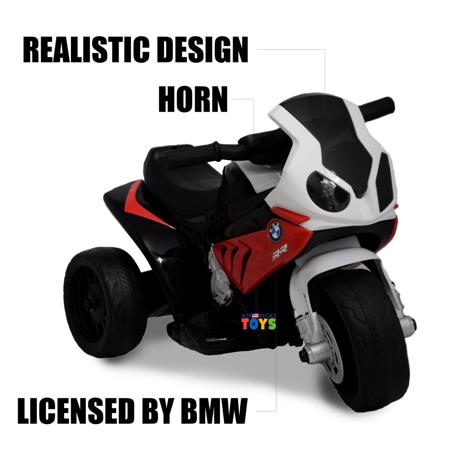 Kids 6V Licensed BMW Ride-On Motorbike Tricycle with MP3 Music in Multiple Colors