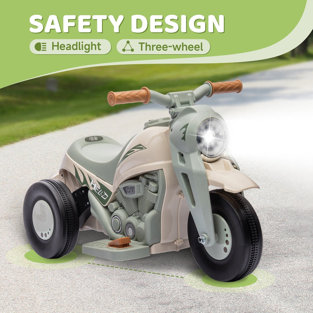 6V Ride-On Motorcycle and Bubble Car with Music - Cream Color