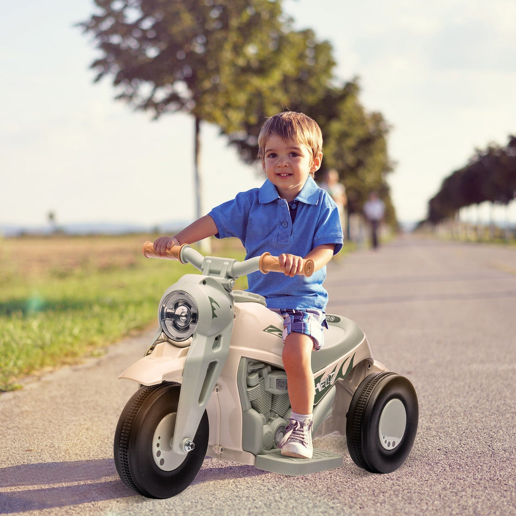 6V Ride-On Motorcycle and Bubble Car with Music - Cream Color