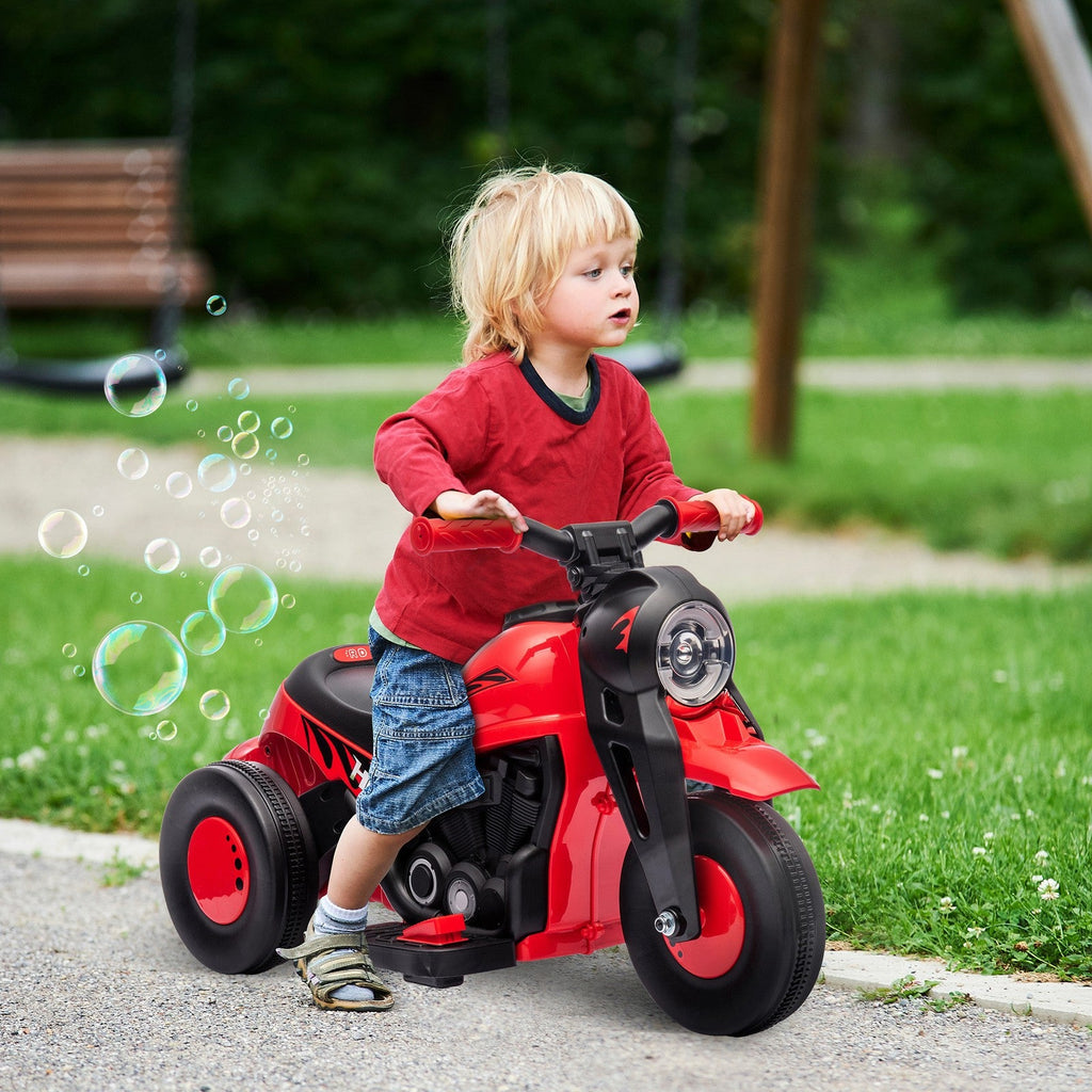 6V Red Ride-On Motorcycle and Bubble Car with Music
