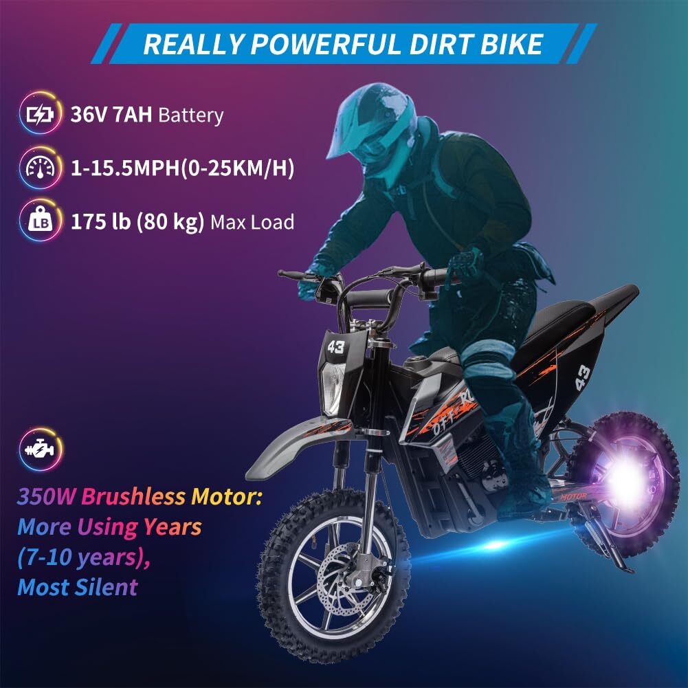 36V Battery-Powered Off-Road Electric Ride-On Motorcycle for Kids