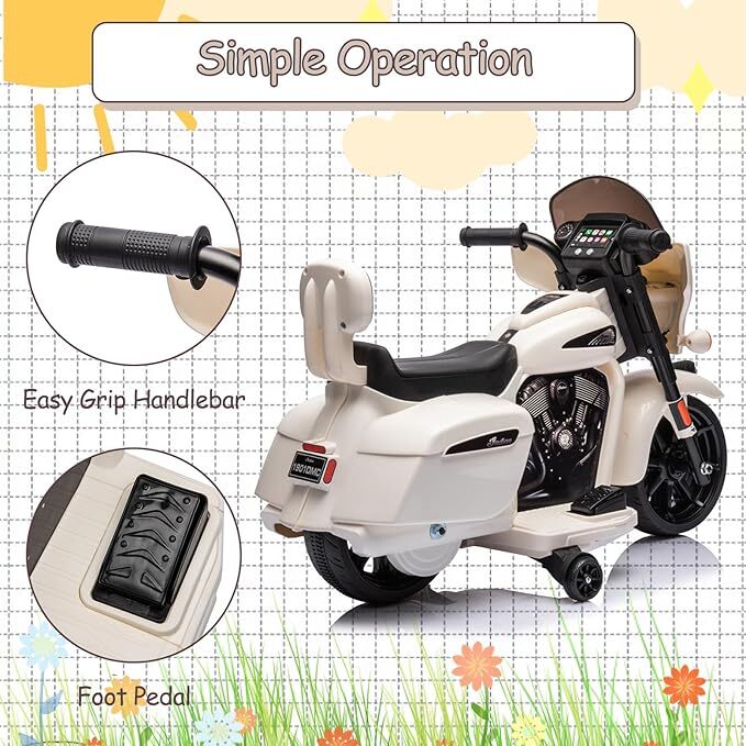 6V Electric Ride-On Dirt Bike for Kids with Licensed Design and Built-In Music