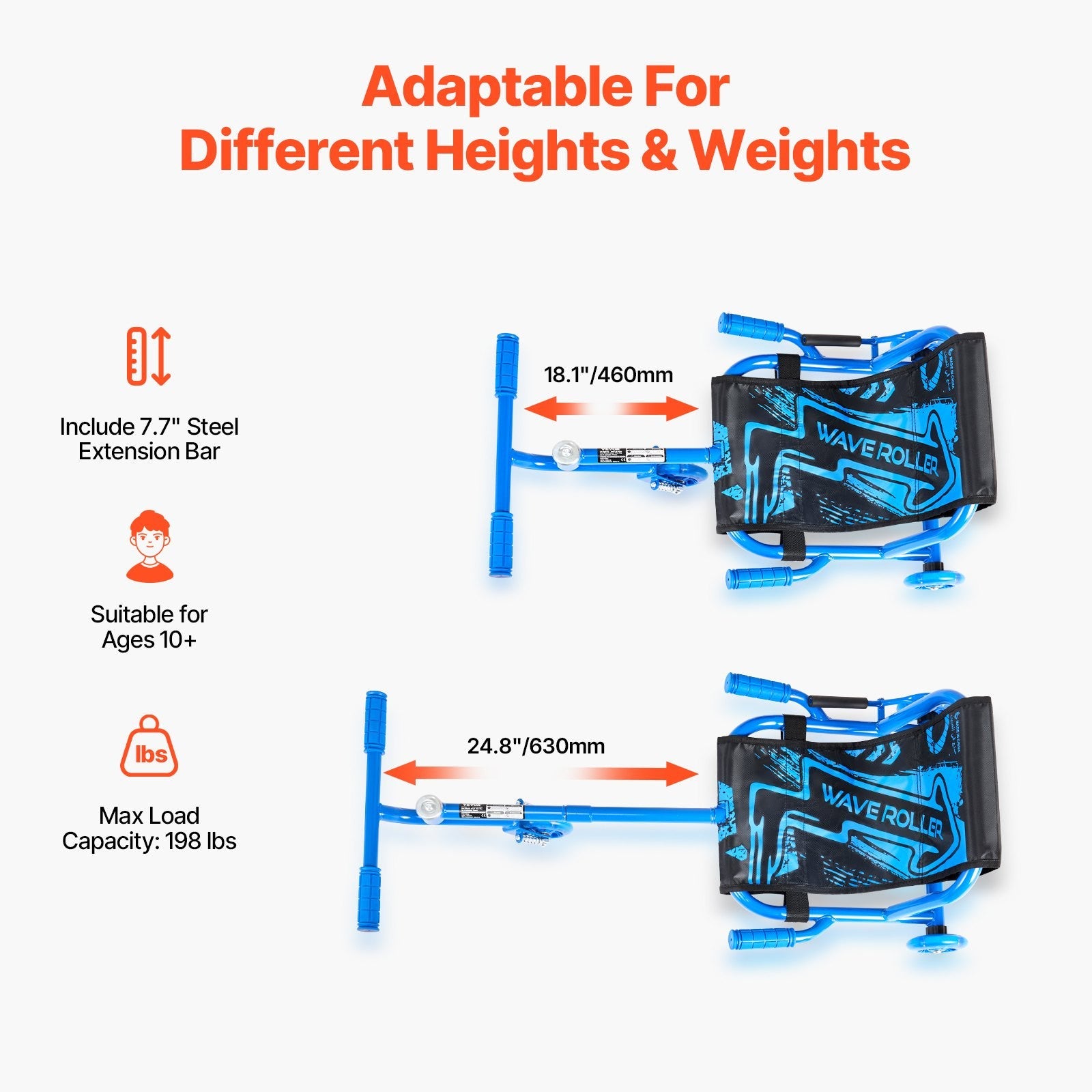 Kids Ride-On Drift Scooter Cart with Zig-Zag Motion for Ages 10+ and 198 lbs Capacity