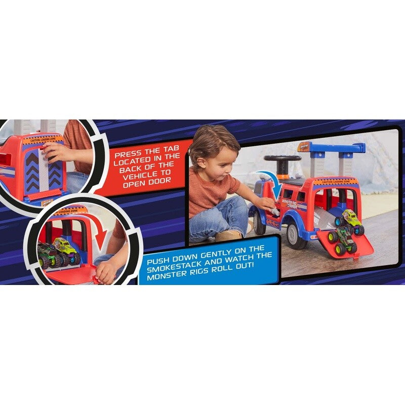Interactive Monster Truck Ride-On Toy Carrier for Kids Ages 1-3, Supports up to 44 lbs, Unisex