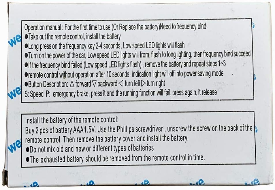 Replacement Remote Control for 12V Ride-On Wellye RX23 Cars
