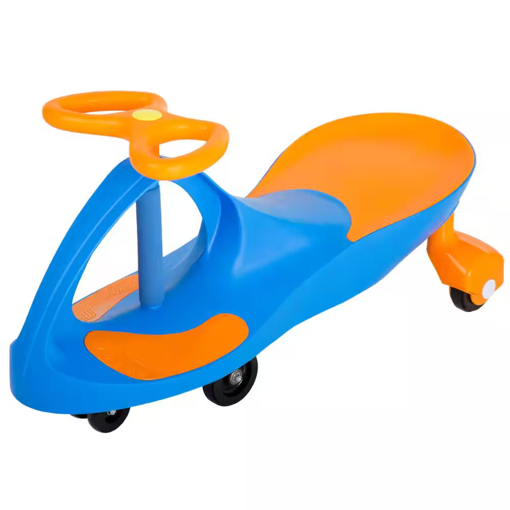 Blue and Orange Ride-On Wiggle Car Toy for Kids