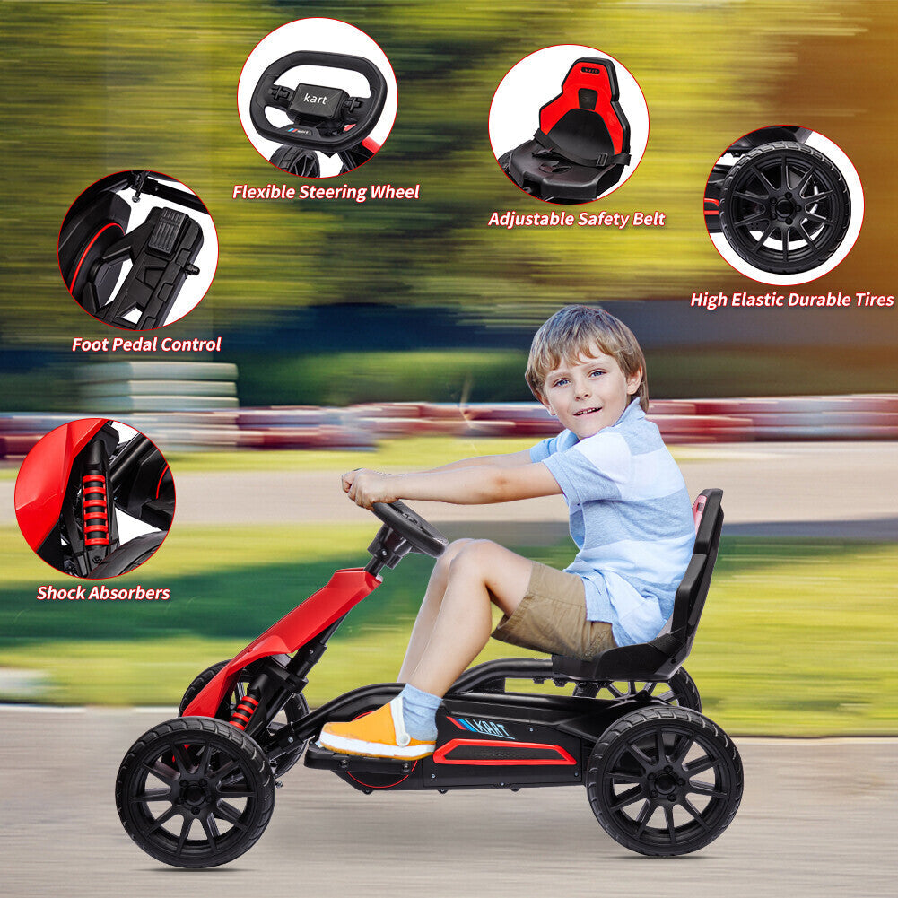 Electric 12V Drift Ride-On Kart with Adjustable Seat, 2 Speeds, and Shock Absorbers