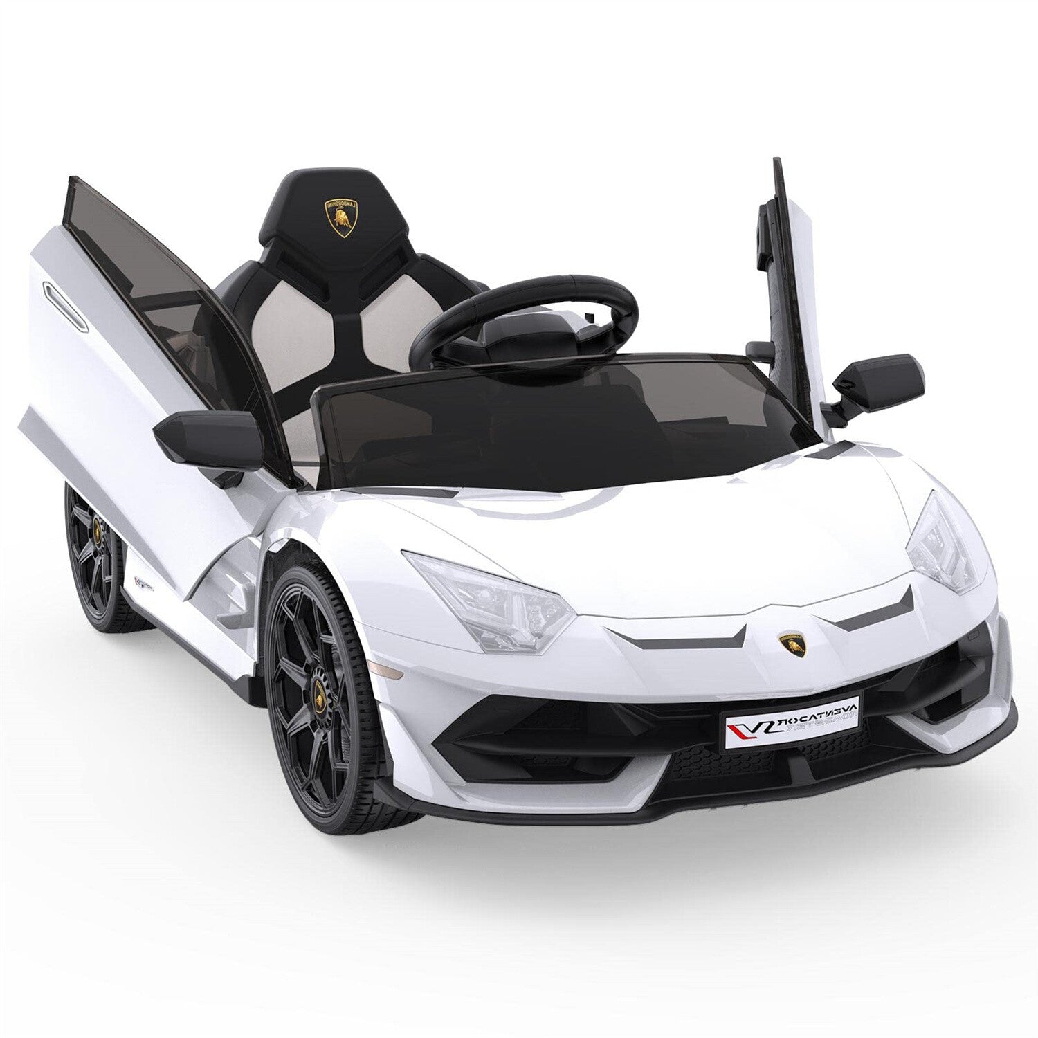 12V Battery-Powered Ride-On Toy for Kids with LED Headlights and Hydraulic Doors