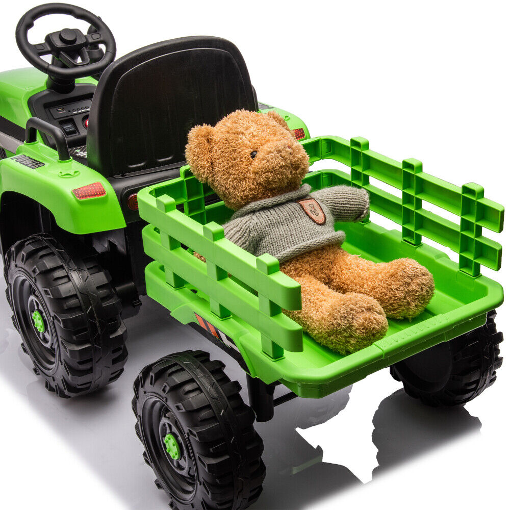 24V Battery-Powered Electric Ride-On Tractor with Trailer and Dual 200W Motors