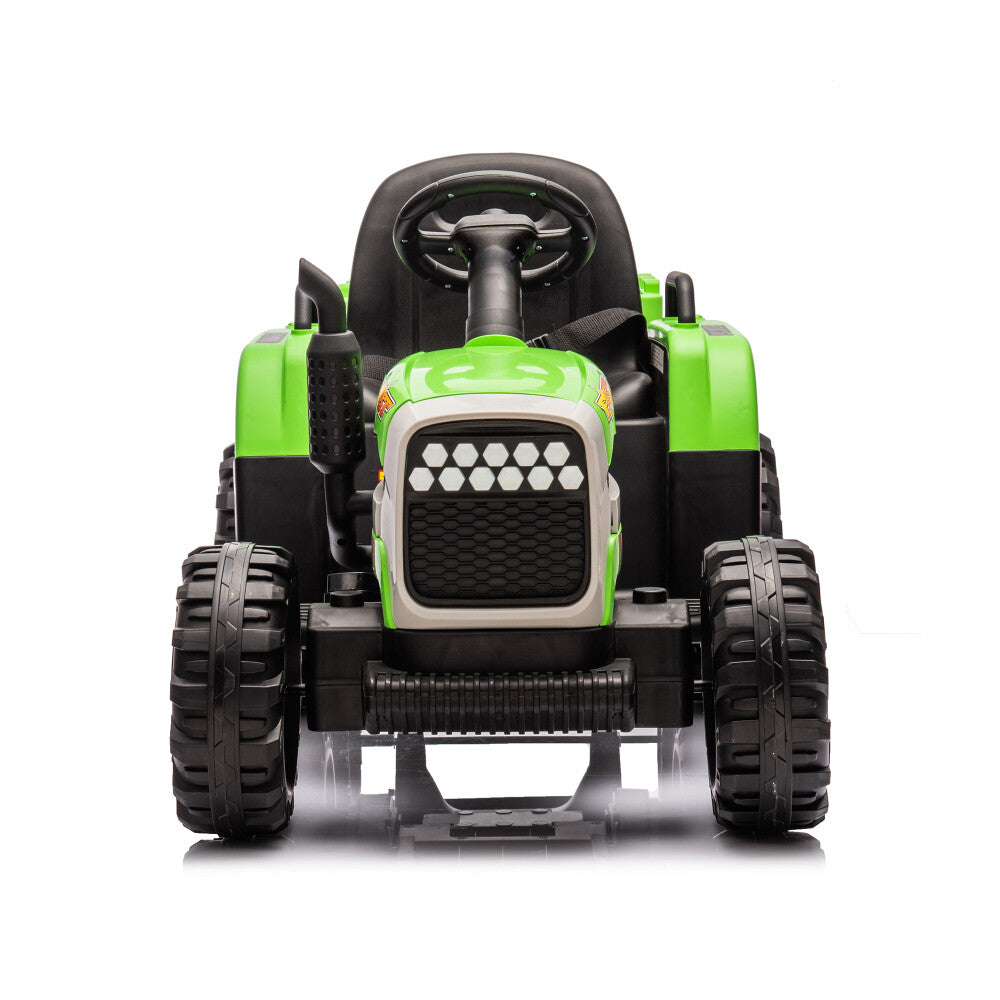 24V Battery-Powered Electric Ride-On Tractor with Trailer Toy