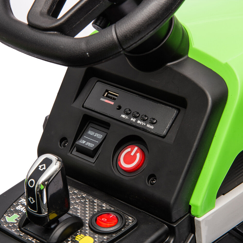 24V Battery-Powered Electric Ride-On Tractor with Trailer Toy