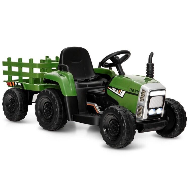 Ride-On Tractor with Trailer and Remote Control for Kids 3+ Years with Lights