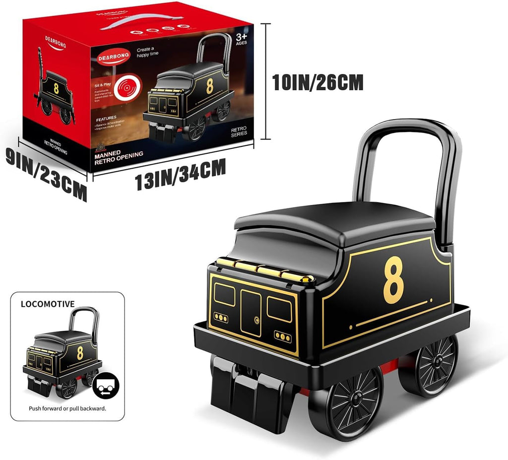 Electric Ride-On Train Set with Track, 2-Seater Cargo Car, Music and Lights
