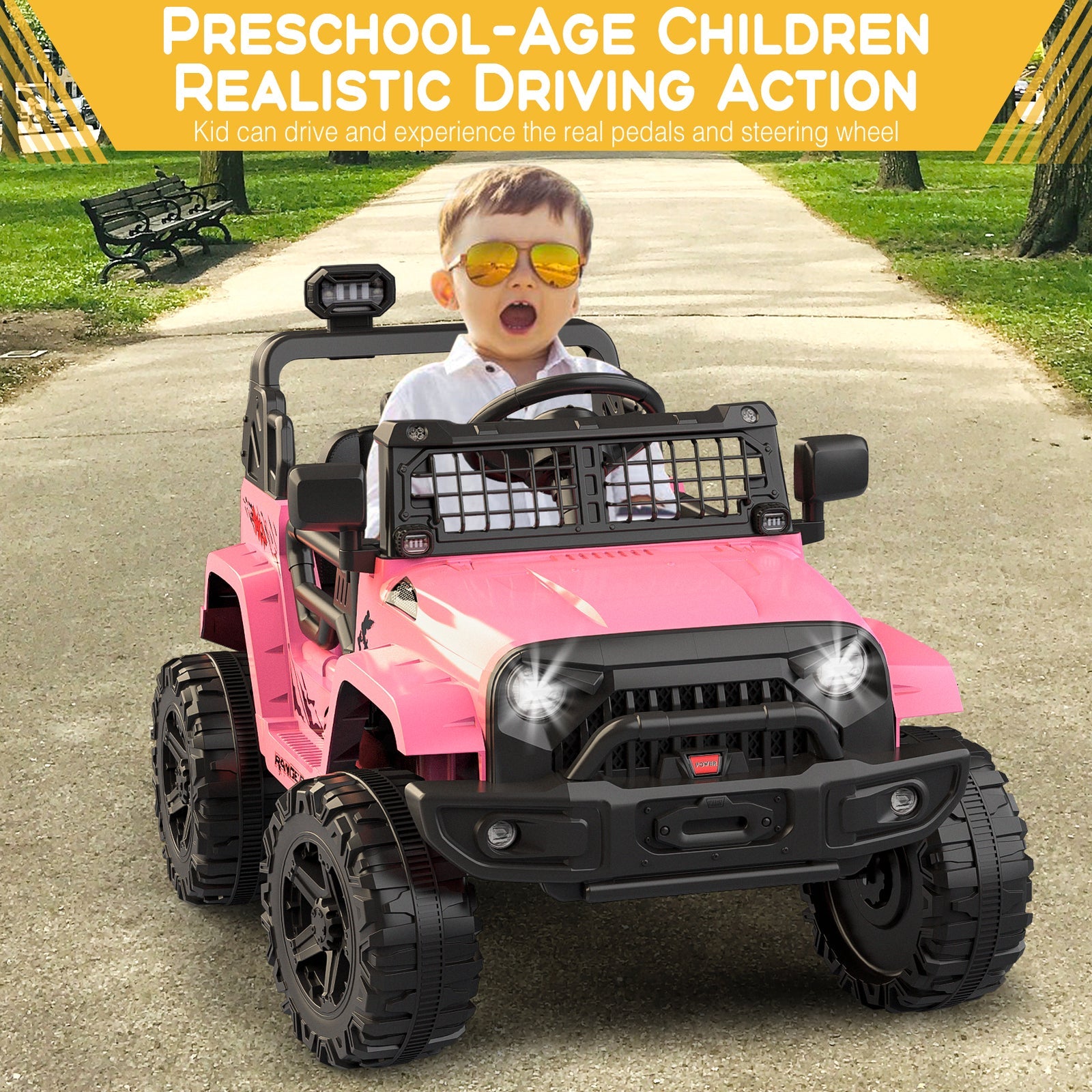 12V Battery-Powered Electric Ride-On Truck with Remote Control and LED Lights