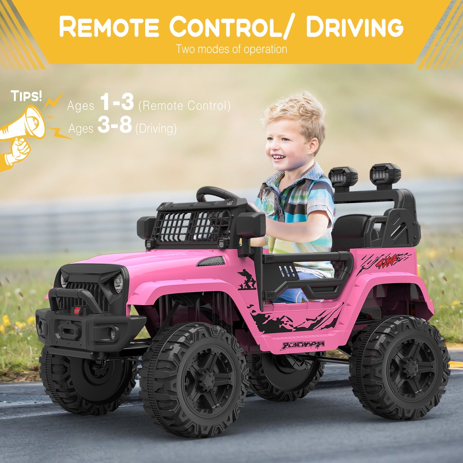 12V Battery-Powered Electric Ride-On Truck with Remote Control and LED Lights