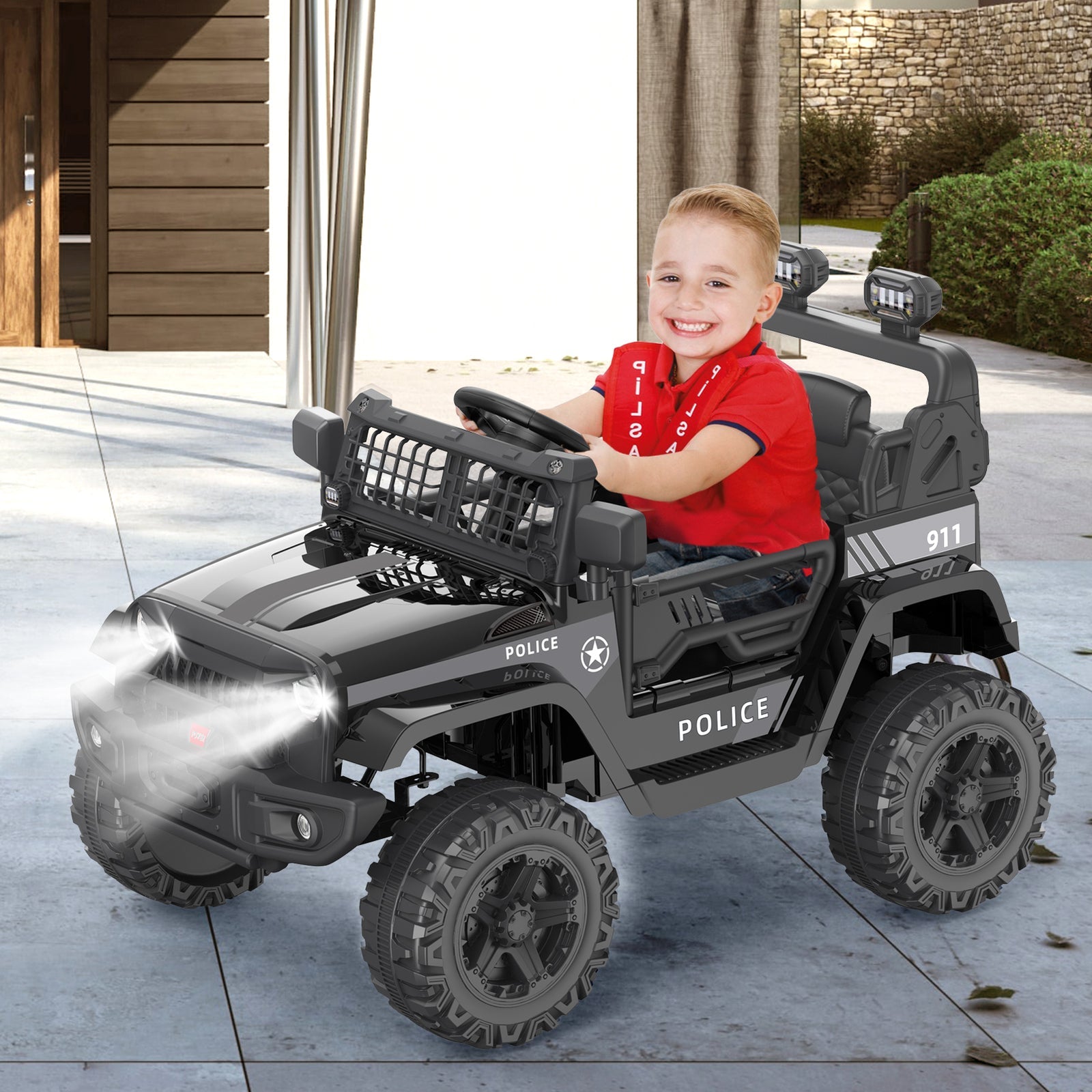 12V Battery-Powered Electric Ride-On Truck with Remote Control and LED Lights