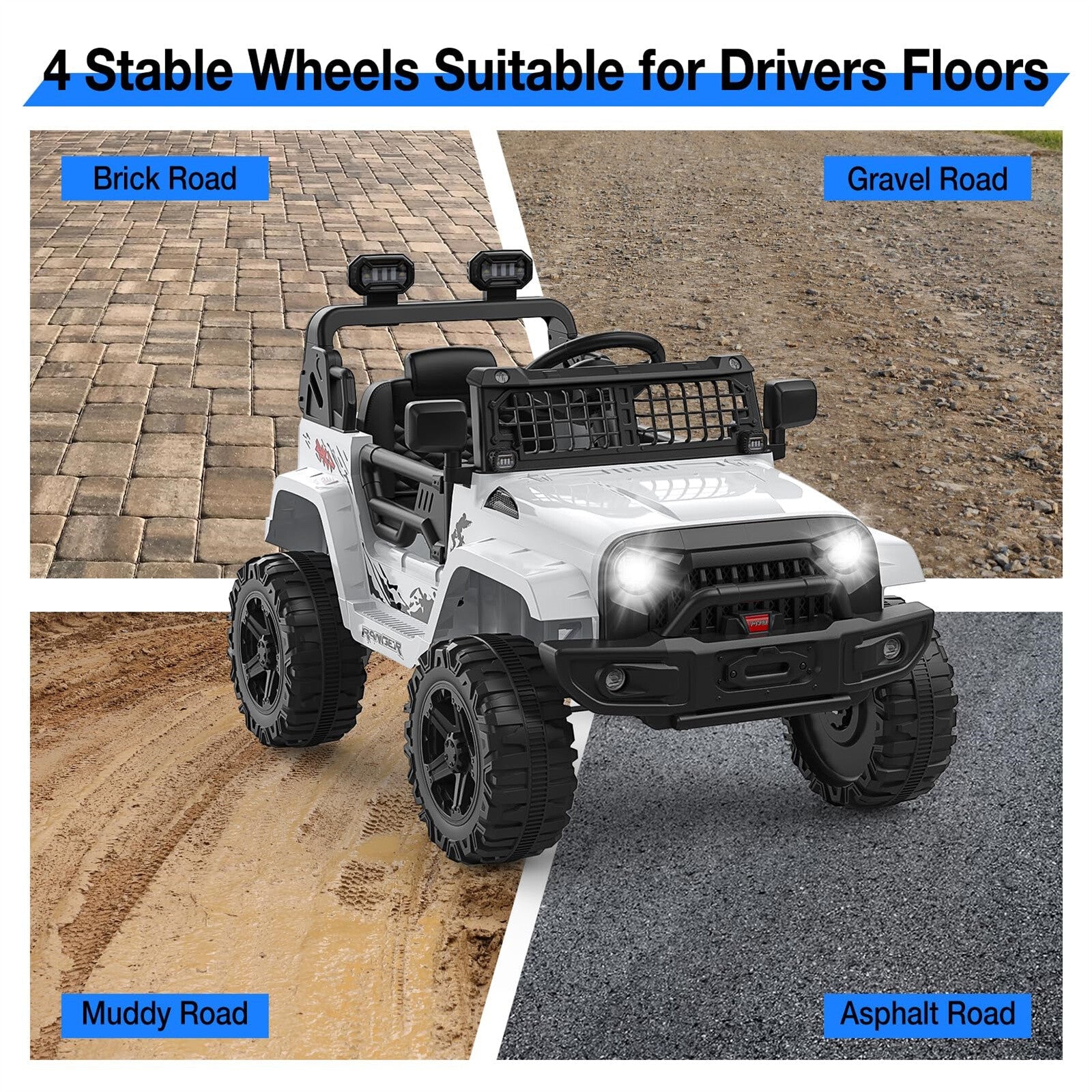 12V Kids Ride-On Truck with Parent Remote Control, LED Lights, AUX Port, and Dual Speakers