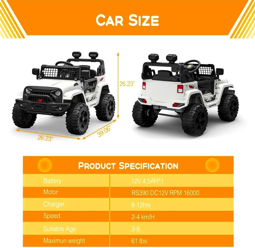 12V Electric Ride-On Truck Car for Kids with Remote Control and Music