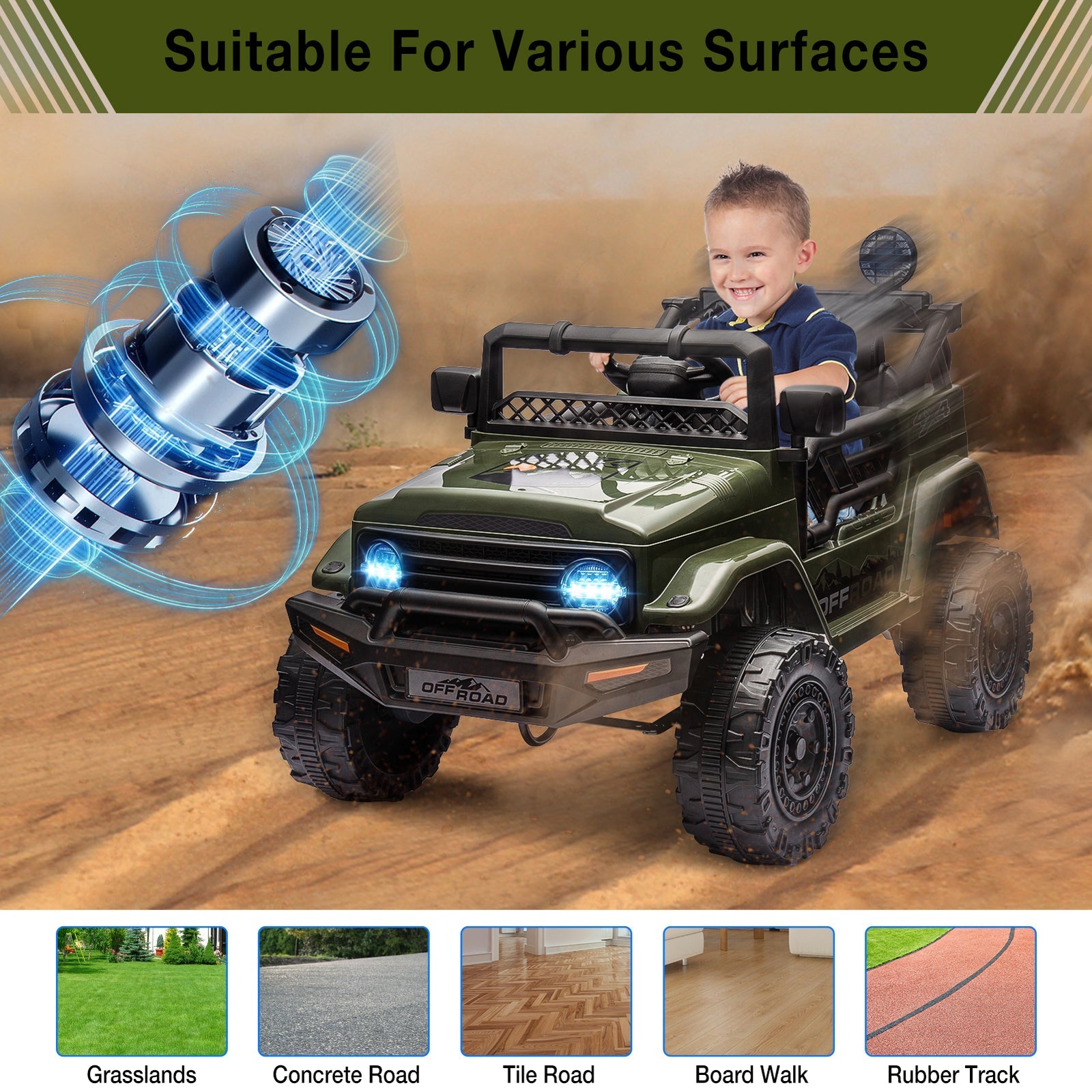 12V Electric Ride-On Truck Car with Parent Remote Control