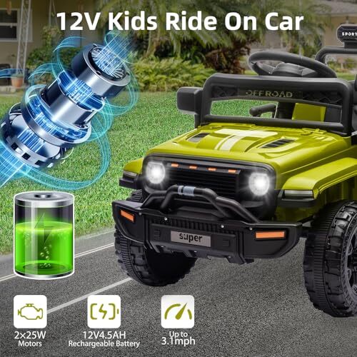 12V Battery-Powered Electric Ride-On Truck for Kids with Remote Control