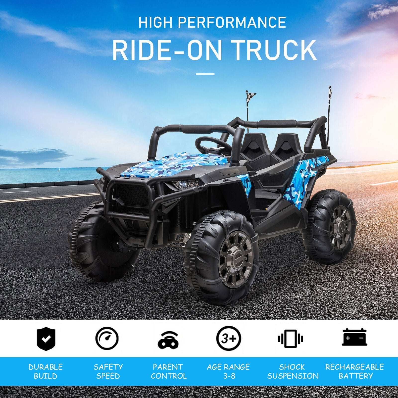 Ride-On Truck for Kids with Remote Control and Four Motors - Perfect for Outdoor Fun!