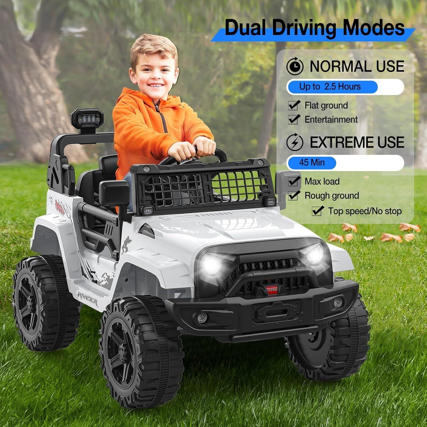 Electric Ride-On Truck with Bluetooth, 2 Speeds, and Remote Control