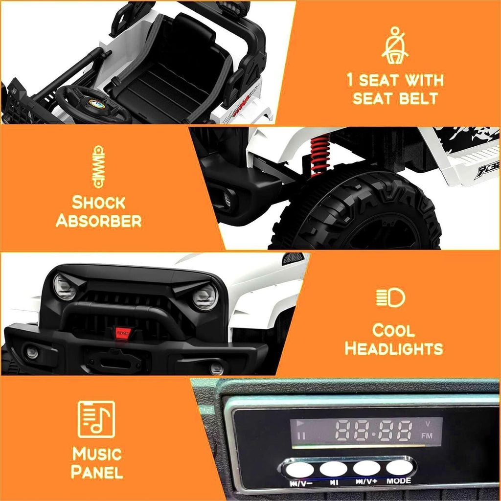 Electric Ride-On Truck with Bluetooth, 2 Speeds, and Remote Control