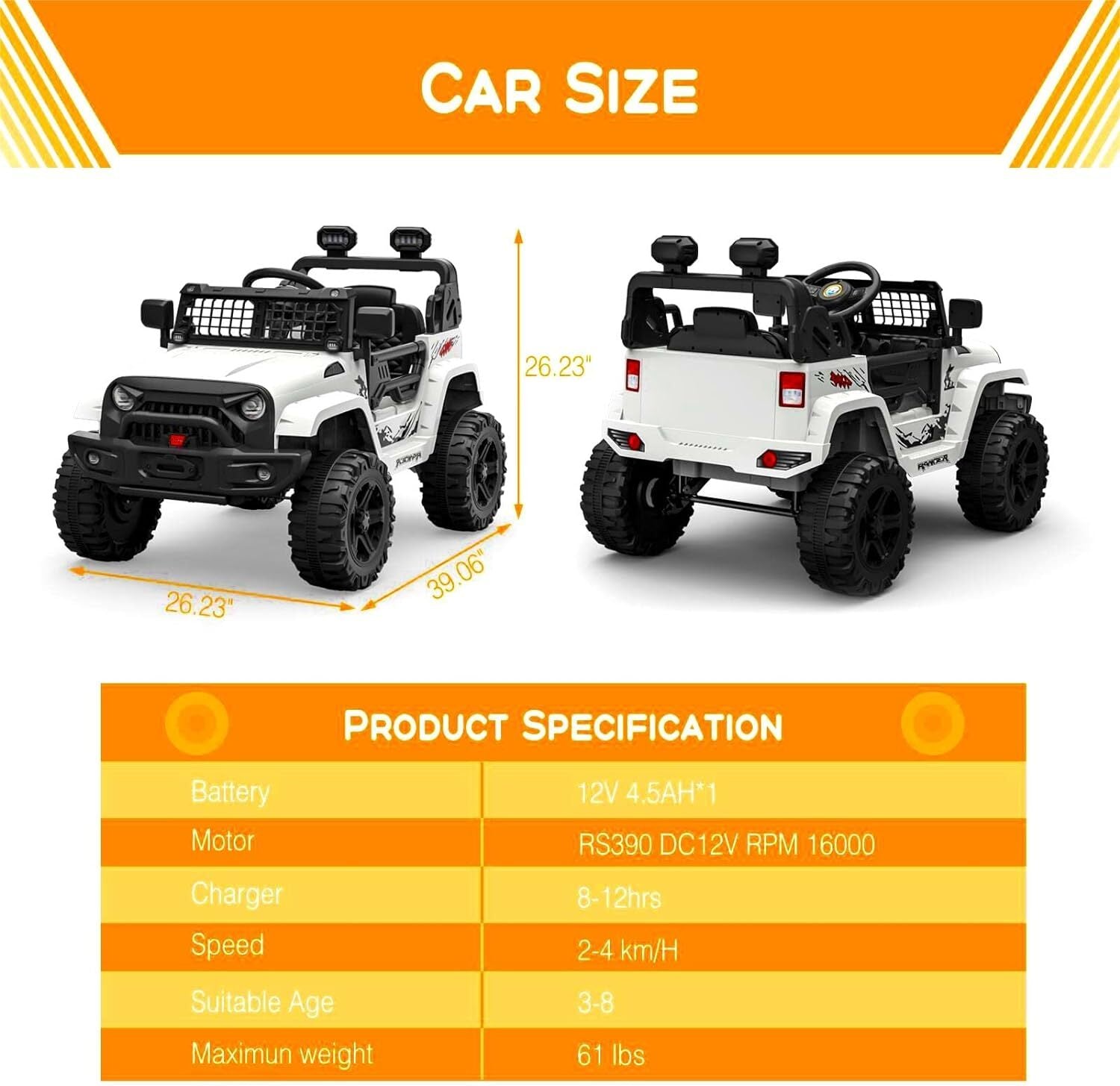 Electric Ride-On Truck with Bluetooth, 2 Speeds, and Remote Control