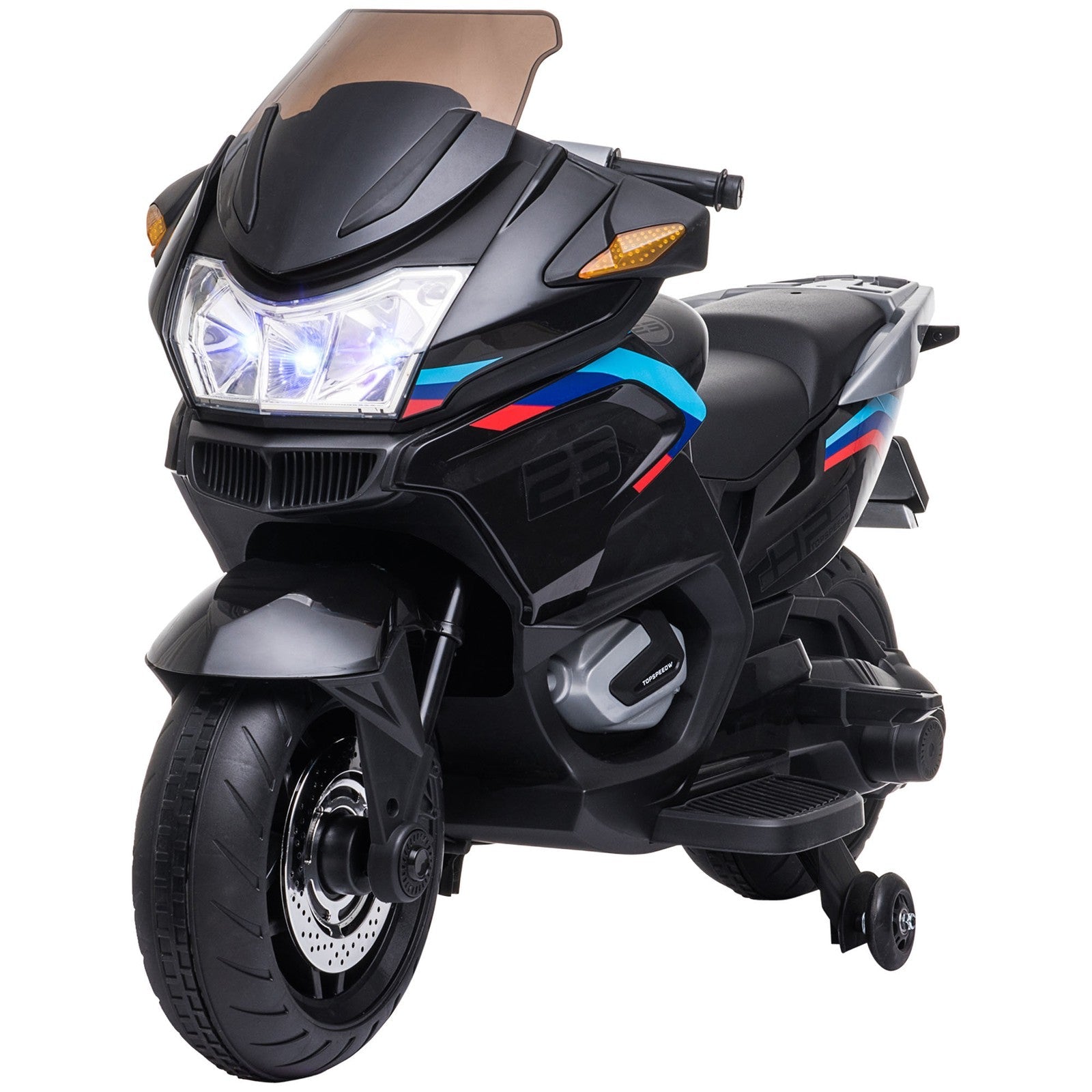 Electric Kids Motorcycle with Sound Effects, Lights, and Engine Design – Black