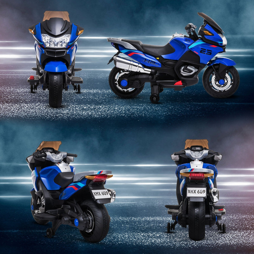 Electric Kids Motorcycle with Sound Effects, Lights, and Music – Blue