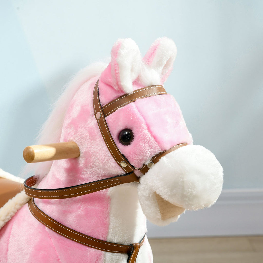 Toddler Rocking Horse with Saddle and Sound, Ride-On Toy for Ages 3-8