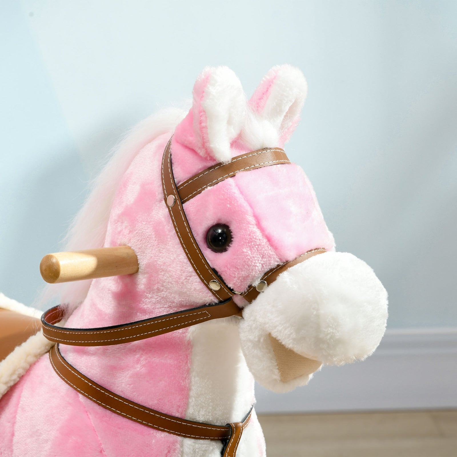 Toddler Rocking Horse with Saddle and Sound, Ride-On Toy for Ages 3-8