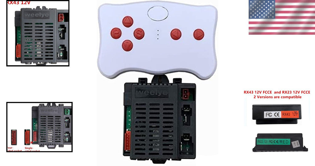 12V Kids Ride-On Car Remote Control and Receiver Replacement Kit for RX43 and RX23 Models