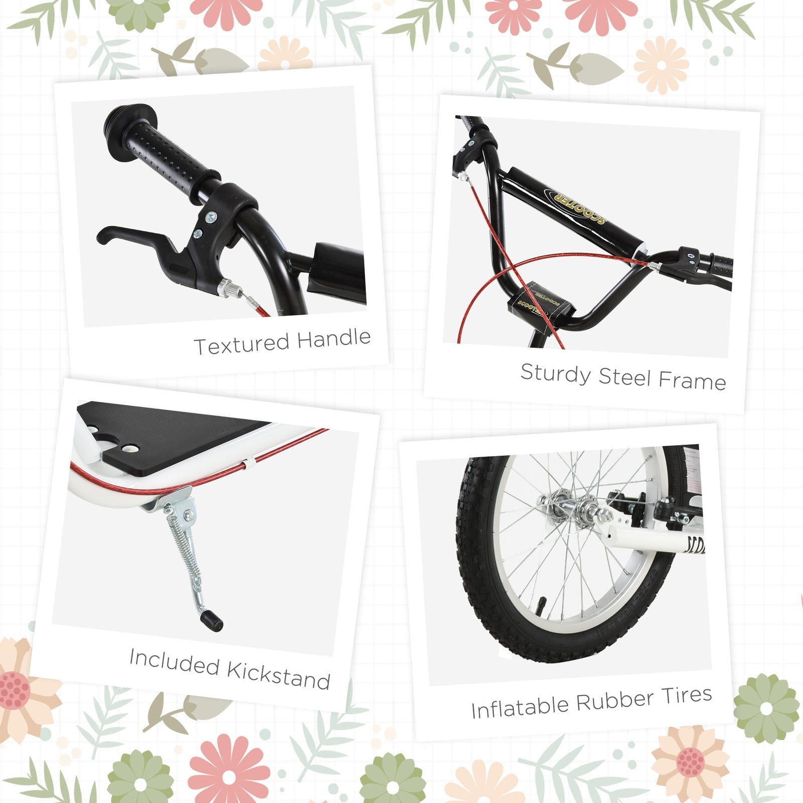 Youth Kick Scooter for Kids 5+ with 16" Wheels and Adjustable Handlebar