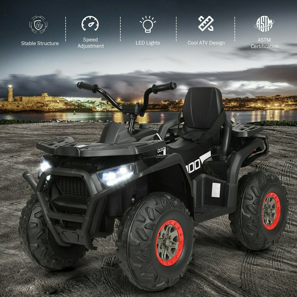 12 Volt Children's Electric Four-Wheeler ATV Quad with MP3 Player and LED Illumination