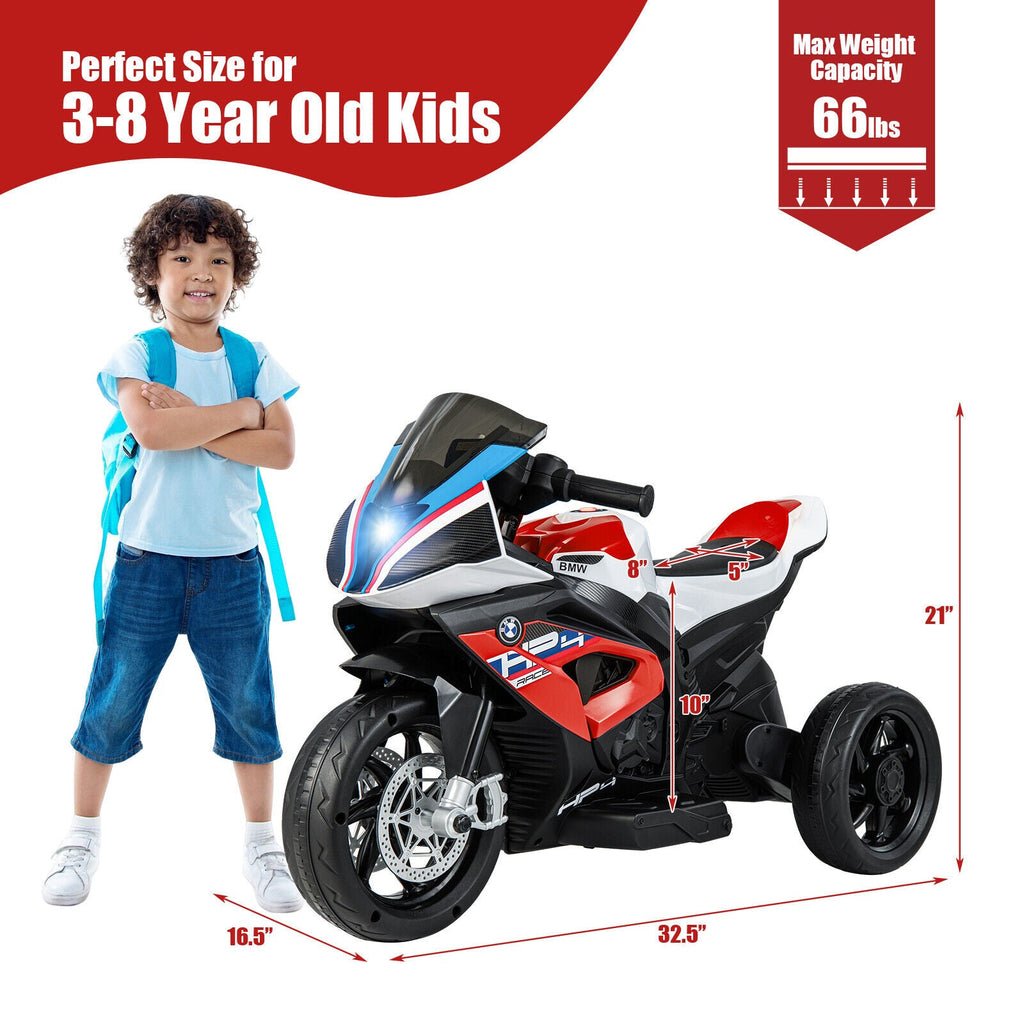 Electric Ride-On Motorcycle for Kids with LED Headlights and Non-Slip Wheels - Red