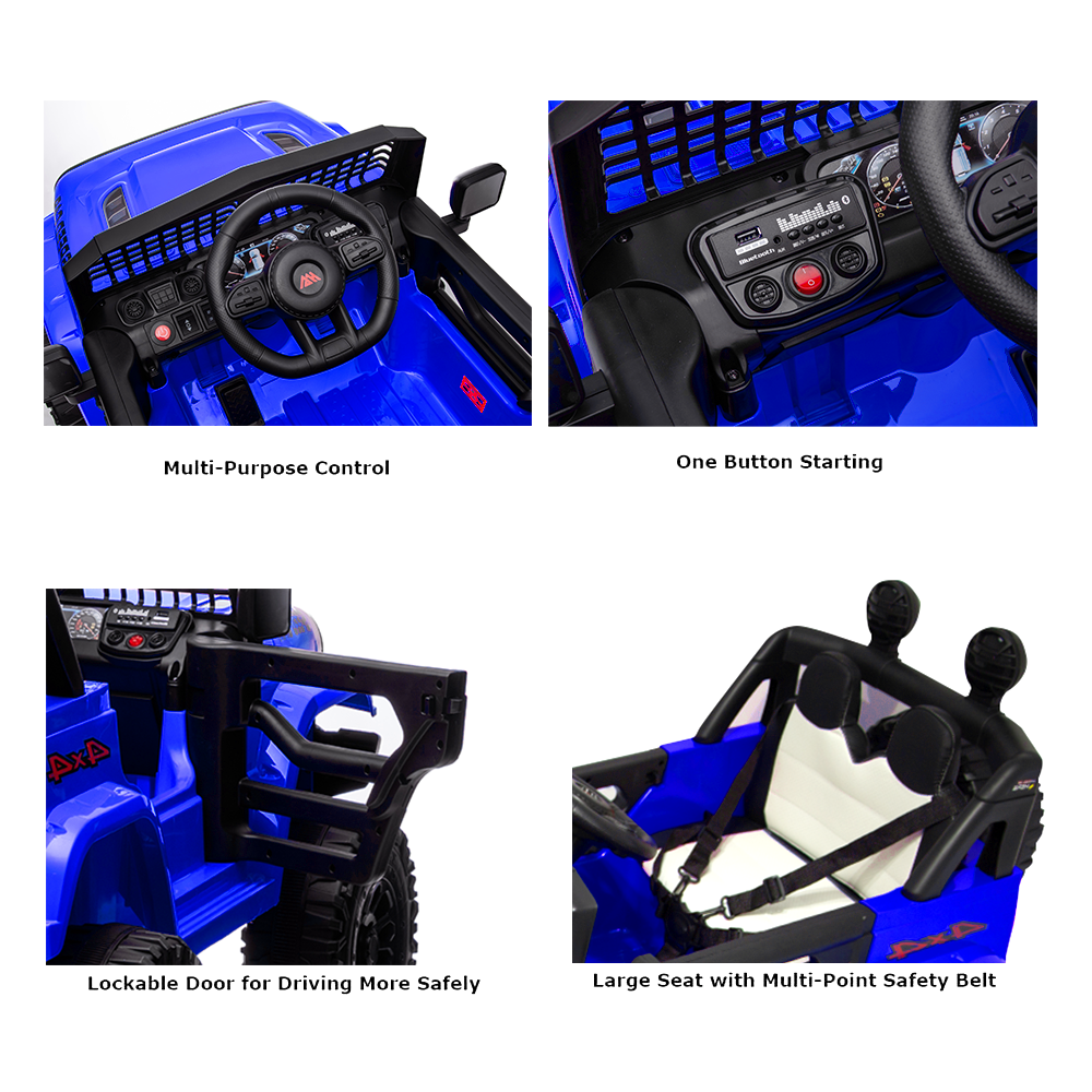 Blue Kids Electric Ride-On Car with Remote Control and MP3 Player