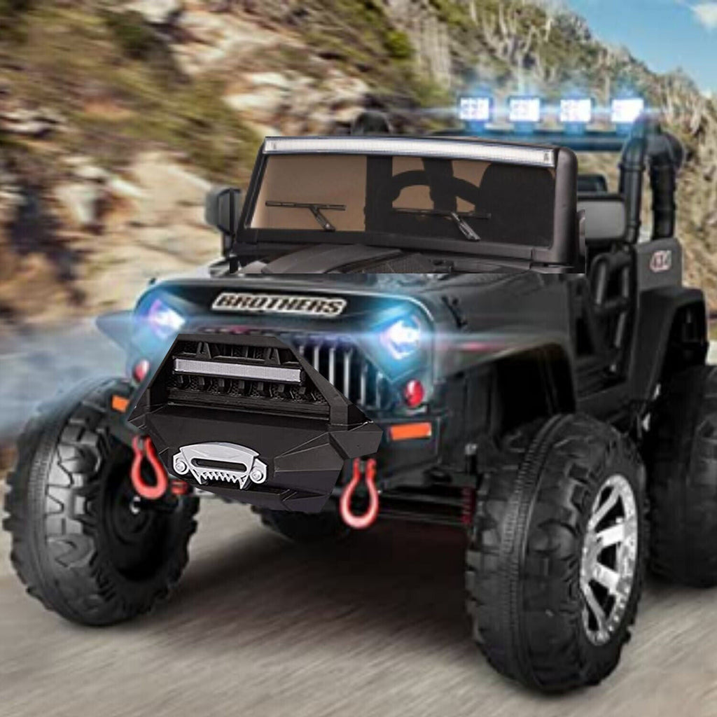 24V Electric Ride-On Truck for Kids with Remote Control, MP3 Player, LED Lights, and 3 Speeds - Seats 2