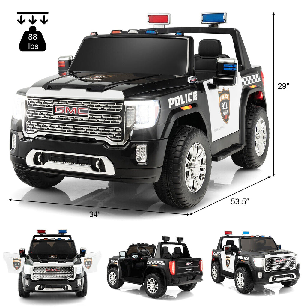 Kids Ride On Police Car with Seat Belts and Door Locks - 12V Electric Toy Vehicle