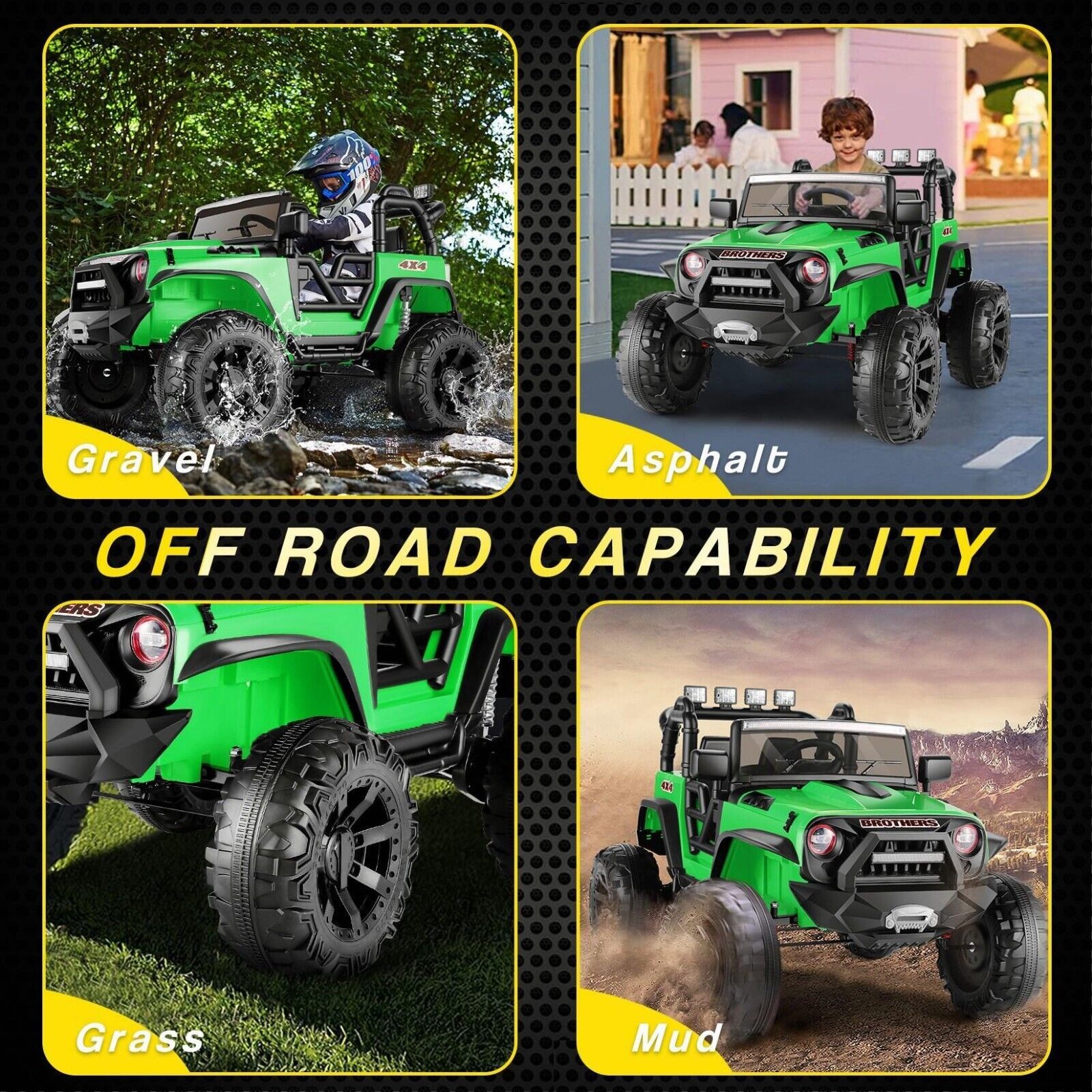 Premium 24V Electric Kids Jeep with 2X200W Battery, Remote Control, and 3-Speed Options